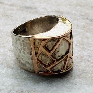 Handcrafted ring in sterling and 14k